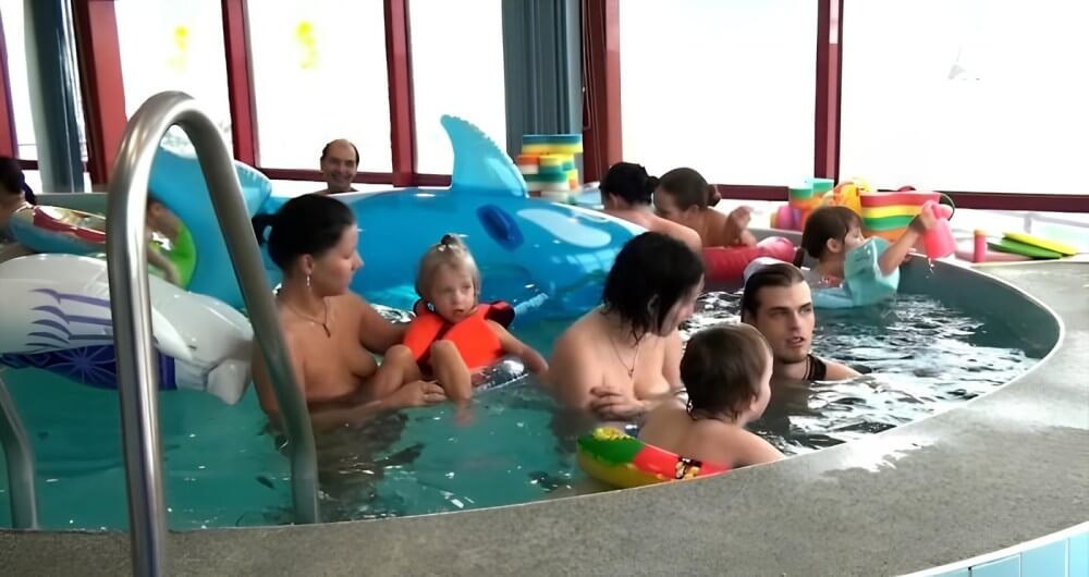 Indoor Swim Exercise - Nudism promotes personal freedom