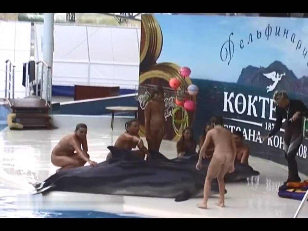 Relaxing at the dolphinarium - Melting under the scorching sun, I sunbathe naked