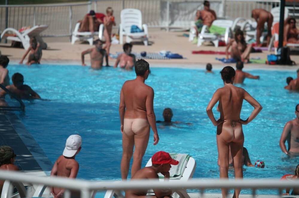 Pool-Shore Group Exercise - Pure naturism teaches us to accept ourselves and others without judgment or criticism